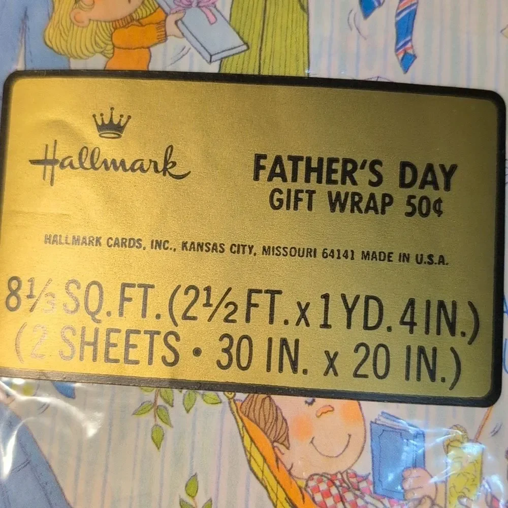 Hallmark Vintage Fathers Day Wrapping‎ Paper NIP